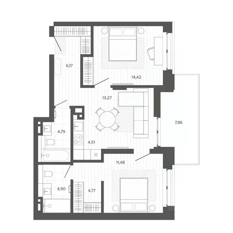 3-к кв. Алтайский край, Барнаул Жилплощадка мкр,  (72.16 м) - Фото 1