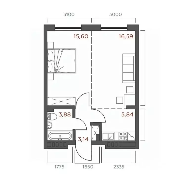 1-к кв. Иркутская область, Иркутск Дальневосточная ул., 46А (45.05 м) - Фото 0