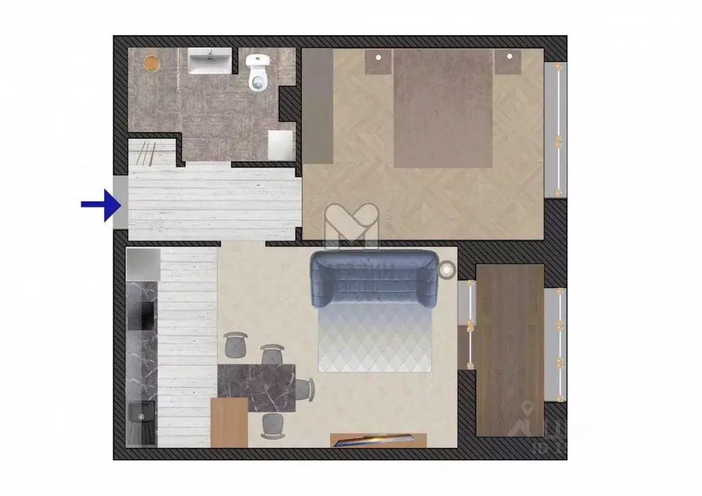 1-к кв. Санкт-Петербург Кременчугская ул., 13к1 (43.0 м) - Фото 2