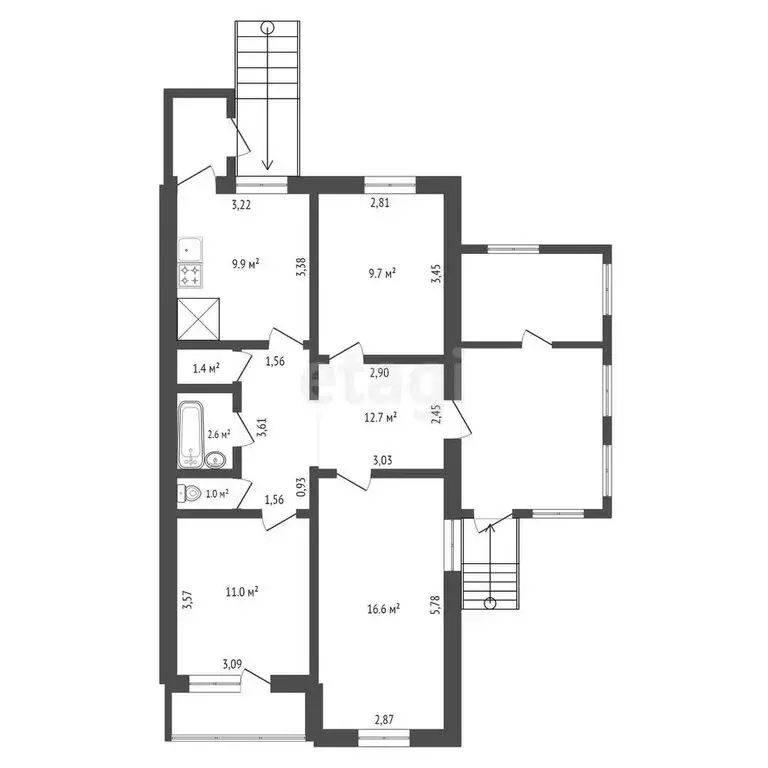 3-комнатная квартира: Дмитриевка, Юбилейная улица, 1 (64.9 м) - Фото 0