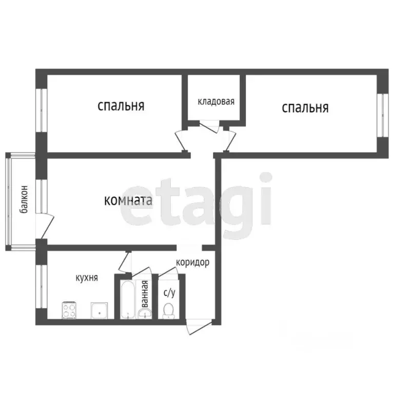 3-к кв. Ульяновская область, Ульяновск ул. Рябикова, 50 (58.2 м) - Фото 1