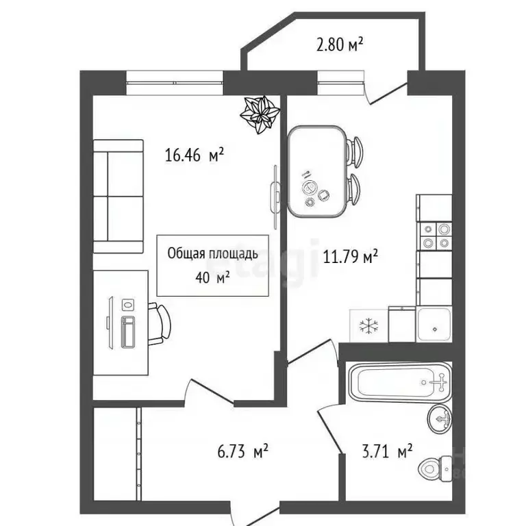 2-к кв. Новосибирская область, Новосибирск ул. Костычева, 40/3 (40.0 ... - Фото 2