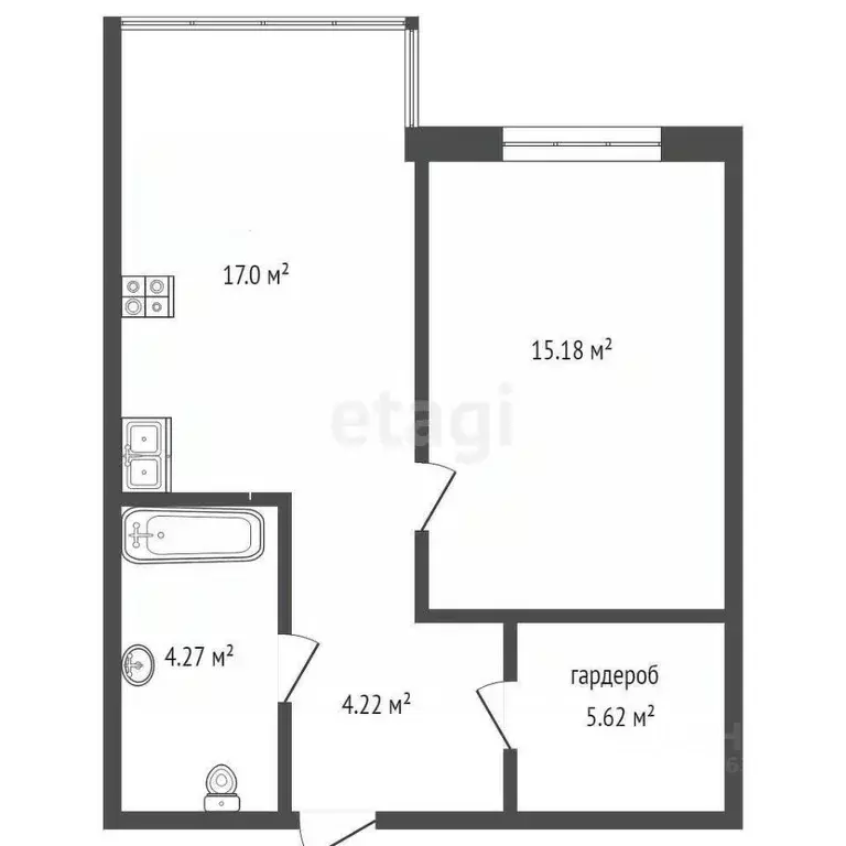 1-к кв. Ханты-Мансийский АО, Сургут Университетская ул., 17 (46.9 м) - Фото 1