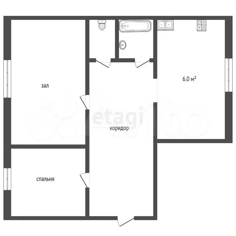 2-к. квартира, 52,7 м, 1/9 эт. - Фото 1