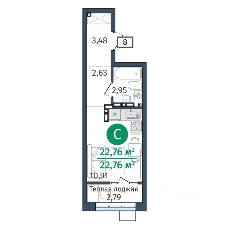 Студия Тюменская область, Тюменский муниципальный округ, д. Дударева ... - Фото 1