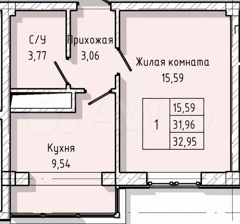 1-к. квартира, 33 м, 5/8 эт. - Фото 1