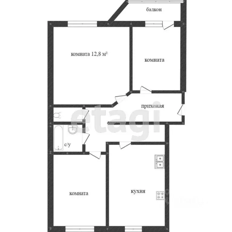 3-к кв. ханты-мансийский ао, сургут просп. ленина, 13 (68.8 м) - Фото 1