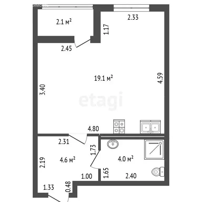 Квартира-студия: деревня Новосаратовка, улица Первых, 4к7 (30 м) - Фото 1