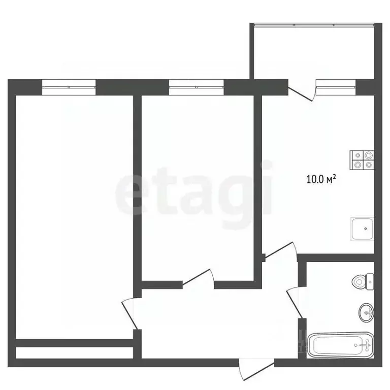 2-к кв. Тюменская область, Тюмень ул. Бакинских Комиссаров, 3 (54.0 м) - Фото 2