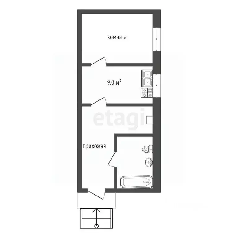 1-к кв. Владимирская область, Муром ул. Островского, 30 (40.5 м) - Фото 0