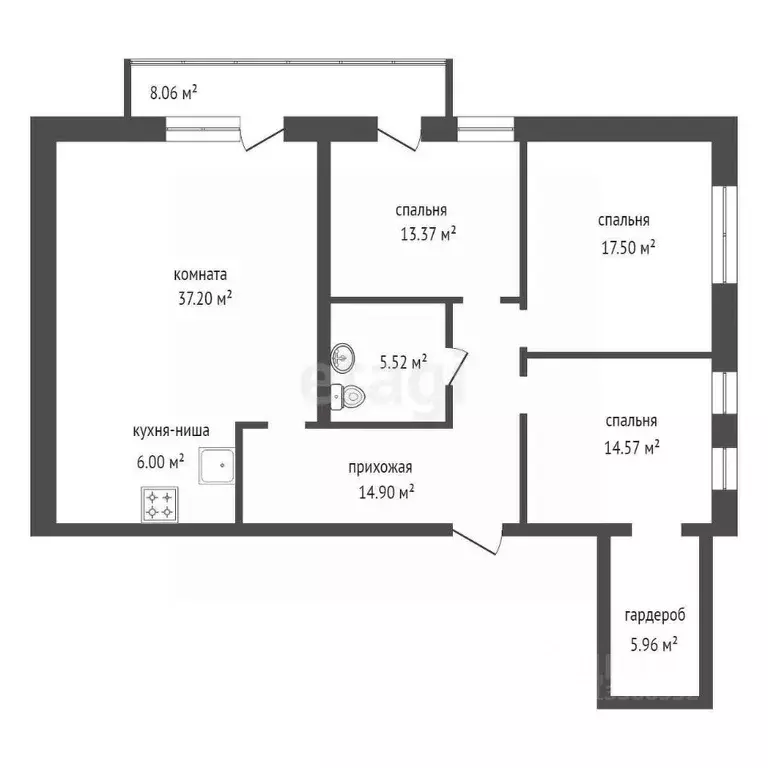 4-к кв. Красноярский край, Красноярск ул. Авиаторов, 3 (120.8 м) - Фото 2