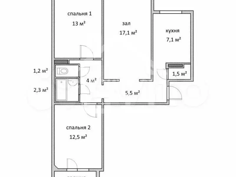 3-к. квартира, 63,9 м, 6/9 эт. - Фото 1