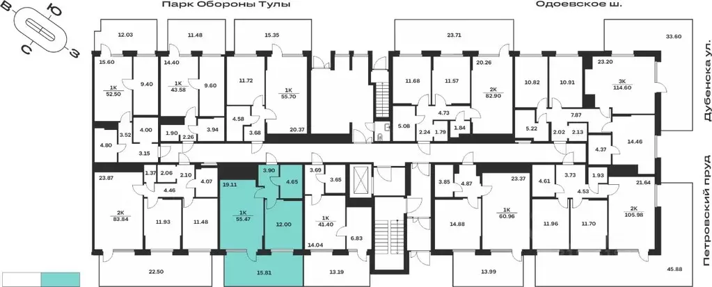 1-к кв. Тульская область, Тула Жукова Парк жилой комплекс (44.4 м) - Фото 1