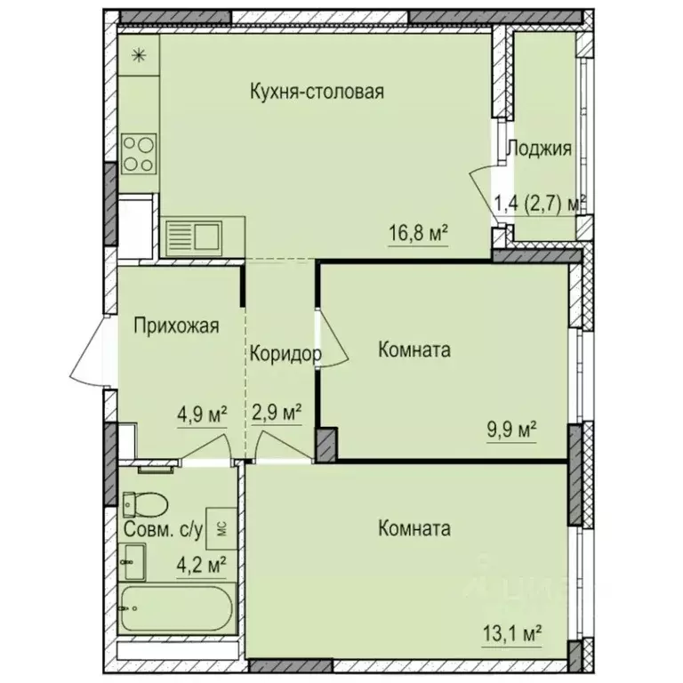 2-к кв. Удмуртия, Ижевск Буммаш жилрайон, Покровский жилой комплекс ... - Фото 1