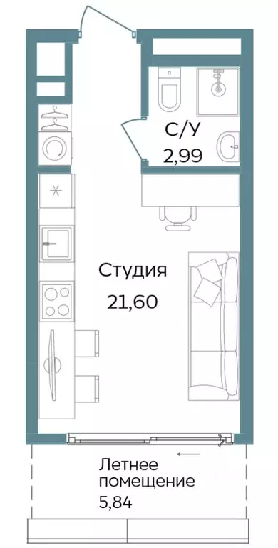 Студия Крым, Саки ул. Морская (30.43 м) - Фото 0