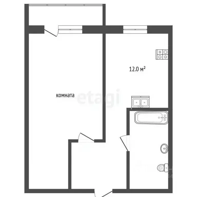 1-к кв. Тюменская область, Тюмень ул. Ю.-Р.Г. Эрвье, 10к1 (39.1 м) - Фото 2