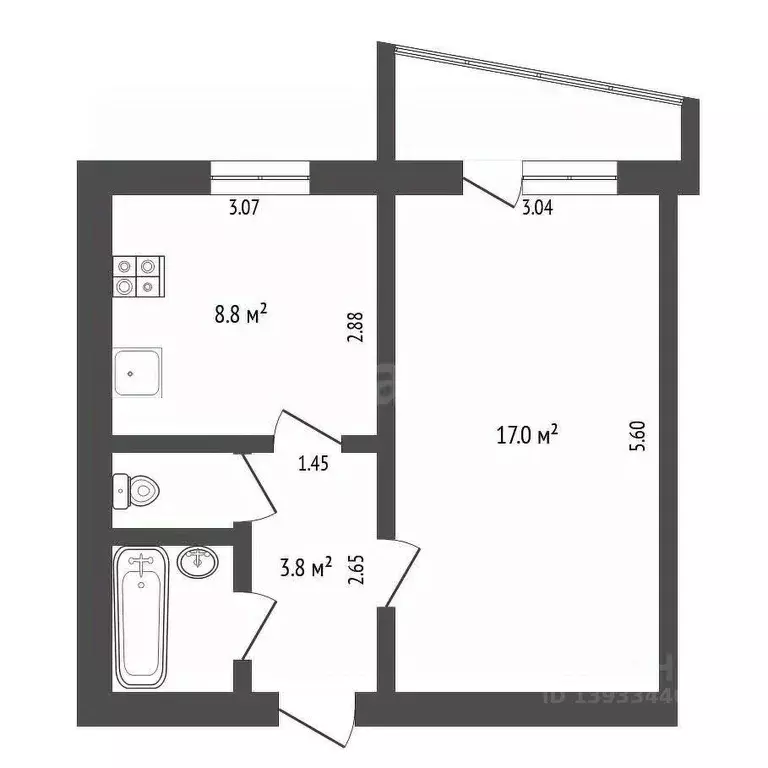 1-к кв. Тюменская область, Тюмень Широтная ул., 13б (33.5 м) - Фото 2