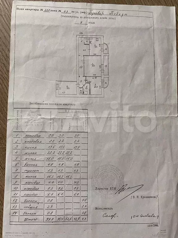 3-к. квартира, 95,5 м, 7/13 эт. - Фото 0