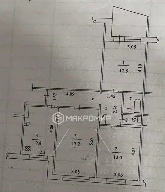 3-к кв. Татарстан, Казань Чистопольская ул., 61 (68.0 м) - Фото 2