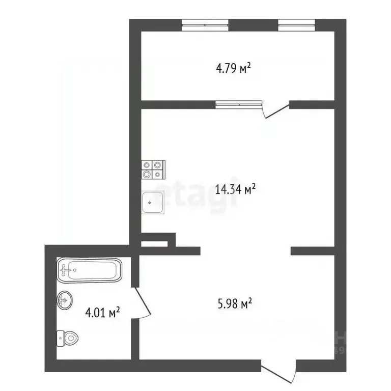 Студия Воронежская область, Воронеж наб. Чуева, 7 (26.6 м) - Фото 2