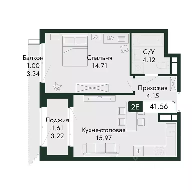 2-к кв. Крым, Алушта  (41.56 м) - Фото 1