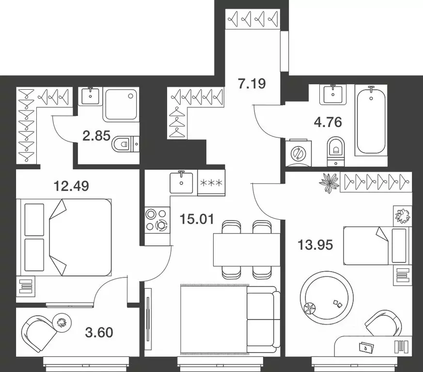 2-к кв. Тульская область, Тула ул. Академика Насоновой, 18Б (59.85 м) - Фото 1