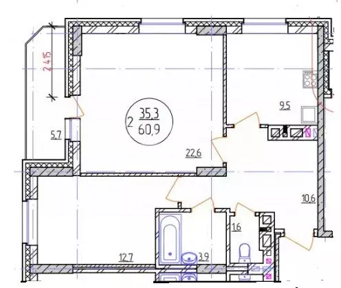 2-к кв. Новосибирская область, Новосибирск ул. Дуси Ковальчук, 244 ... - Фото 2
