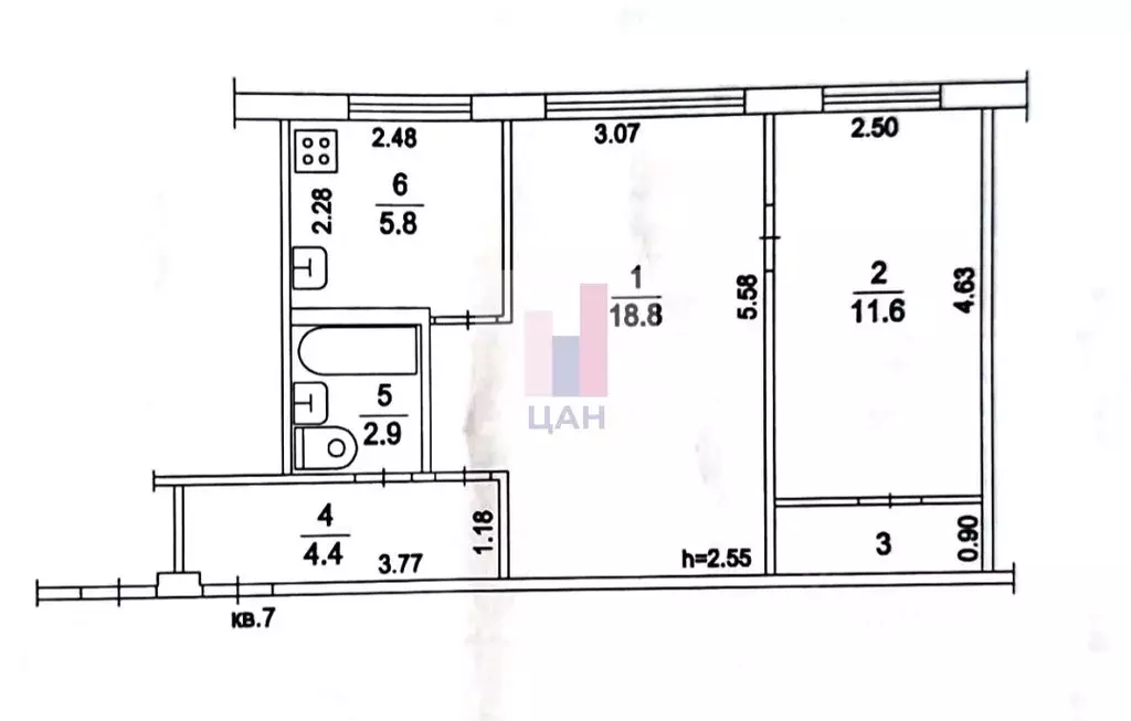 2-к кв. Московская область, Раменское ул. Новостройка, 11/4 (45.8 м) - Фото 2