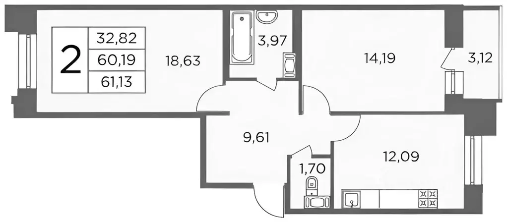 2-к кв. Санкт-Петербург ул. Александра Матросова, 8к1 (62.0 м) - Фото 1