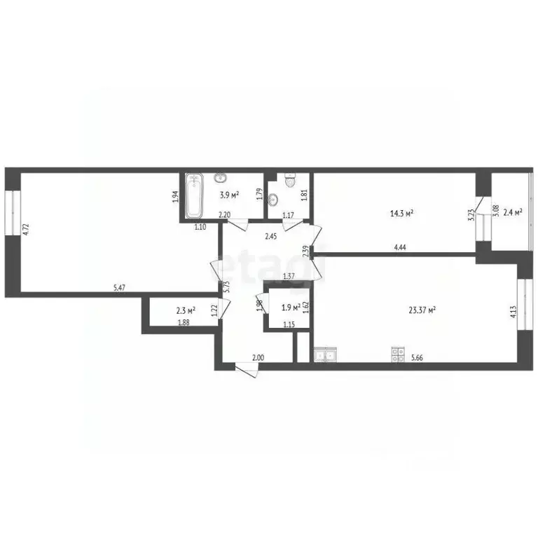 2-к кв. Тюменская область, Тюмень ул. Фармана Салманова, 12 (82.1 м) - Фото 2