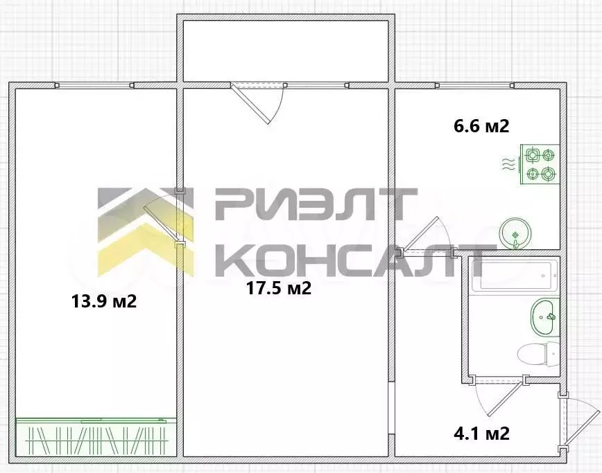 2-к. квартира, 46 м, 5/5 эт. - Фото 0