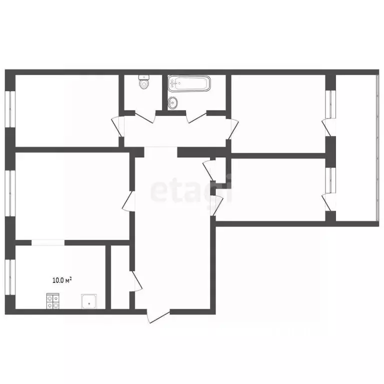 4-к кв. Тюменская область, Тюмень ул. Шишкова, 84 (76.1 м) - Фото 1