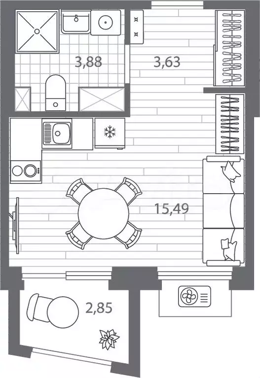Квартира-студия, 23,9 м, 6/13 эт. - Фото 1
