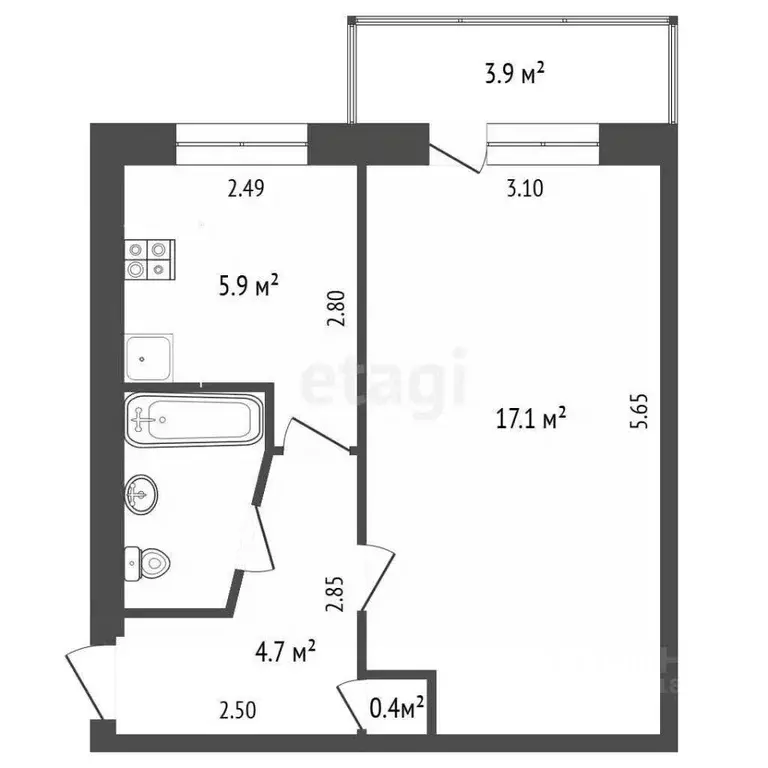 1-к кв. Ростовская область, Ростов-на-Дону ул. Андрея Сладкова, 85к2 ... - Фото 1
