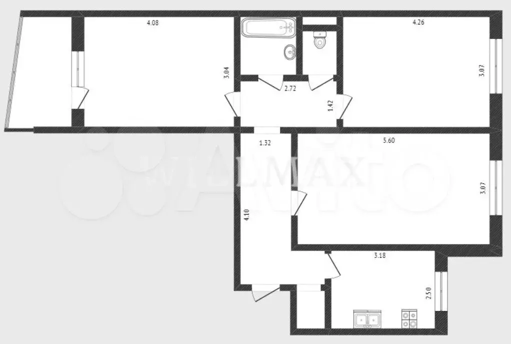 3-к. квартира, 66 м, 6/9 эт. - Фото 0