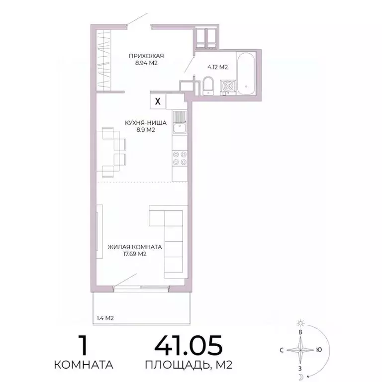 1-к кв. Пензенская область, Пенза Побочинская ул., с17 (41.05 м) - Фото 1