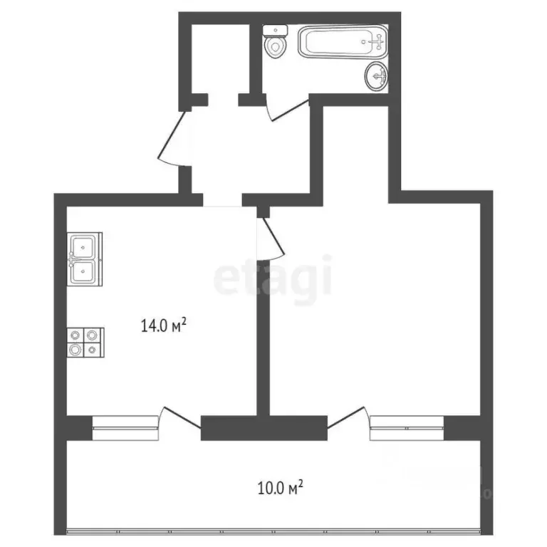 1-к кв. Тюменская область, Тюмень ул. Монтажников, 51 (49.5 м) - Фото 1