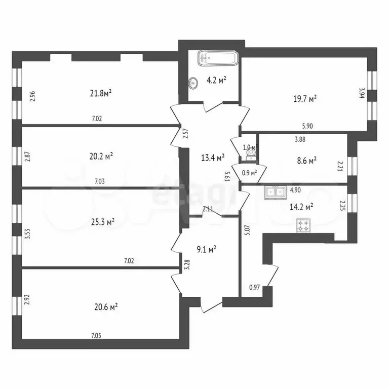 6-к. квартира, 160 м, 6/7 эт. - Фото 1