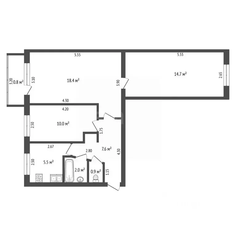 3-к кв. Башкортостан, Стерлитамак Коммунистическая ул., 15 (60.0 м) - Фото 2