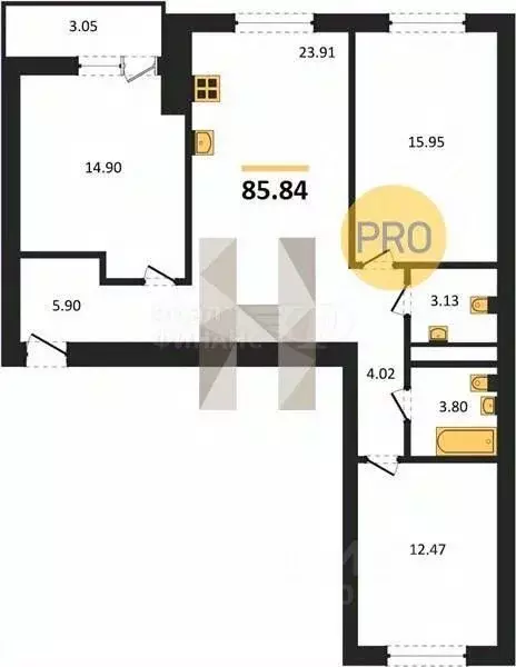 2-к кв. Калининградская область, Калининград Коммунистическая ул., 26 ... - Фото 2