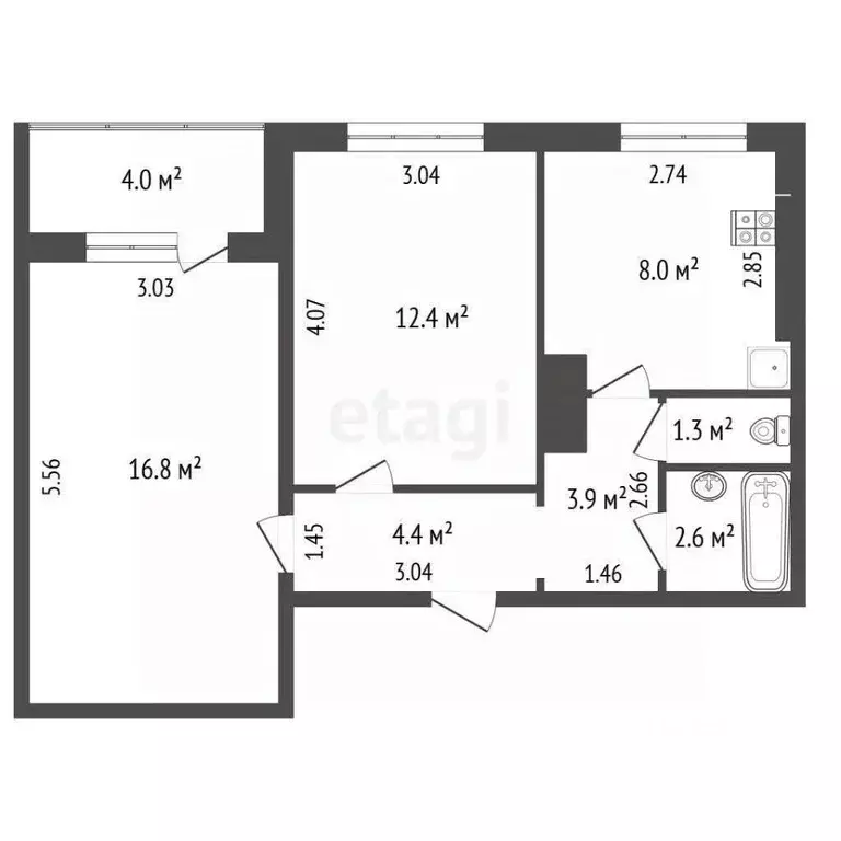 2-к кв. Самарская область, Самара ул. Стара-Загора, 176 (53.4 м) - Фото 2