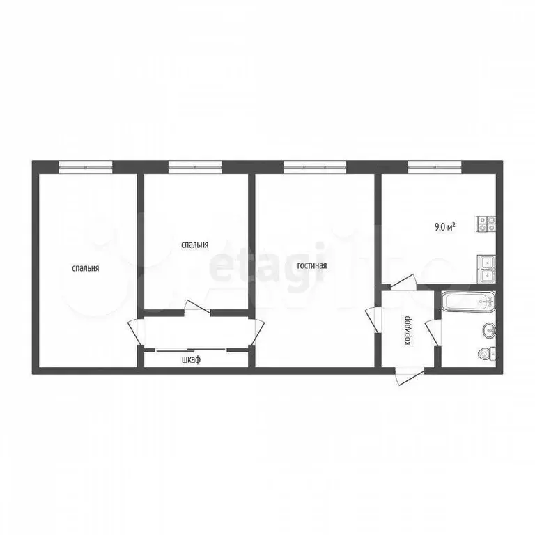 3-к. квартира, 82,3 м, 7/9 эт. - Фото 1