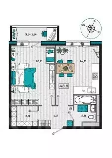 1-к кв. Приморский край, Уссурийск Радужный мкр,  (43.6 м) - Фото 1