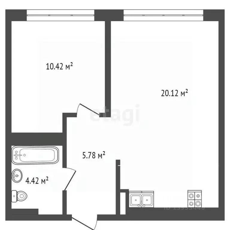 1-к кв. Тюменская область, Тюмень ул. Василия Малкова, 12 (40.74 м) - Фото 1