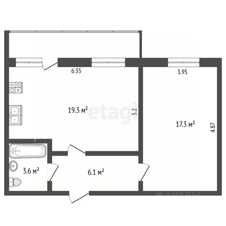 2-к кв. Калужская область, Калуга ул. Бориса Литвинчука, 15 (51.0 м) - Фото 1