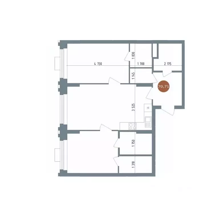 3-к кв. Новосибирская область, Новосибирск ул. Костычева, 19/1 (70.71 ... - Фото 1