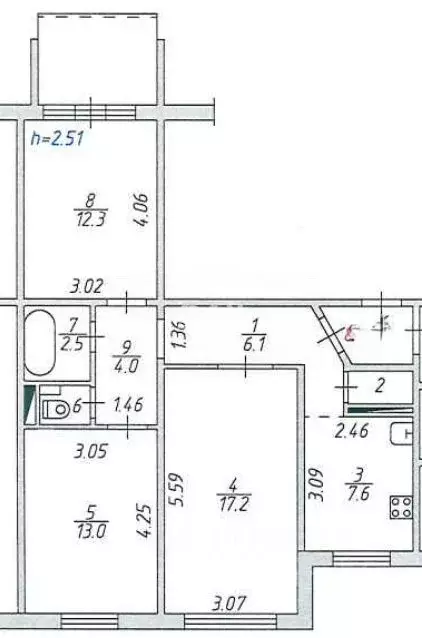 3-к кв. Челябинская область, Челябинск ул. Салавата Юлаева, 1 (64.6 м) - Фото 2