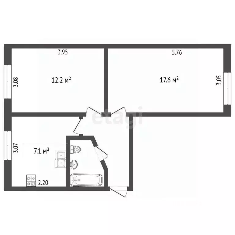 2-к кв. Вологодская область, Череповец ул. Леднева, 23 (44.3 м) - Фото 1