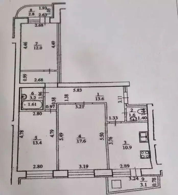 3-к кв. Башкортостан, Уфа ул. Свердлова, 67 (78.2 м) - Фото 2