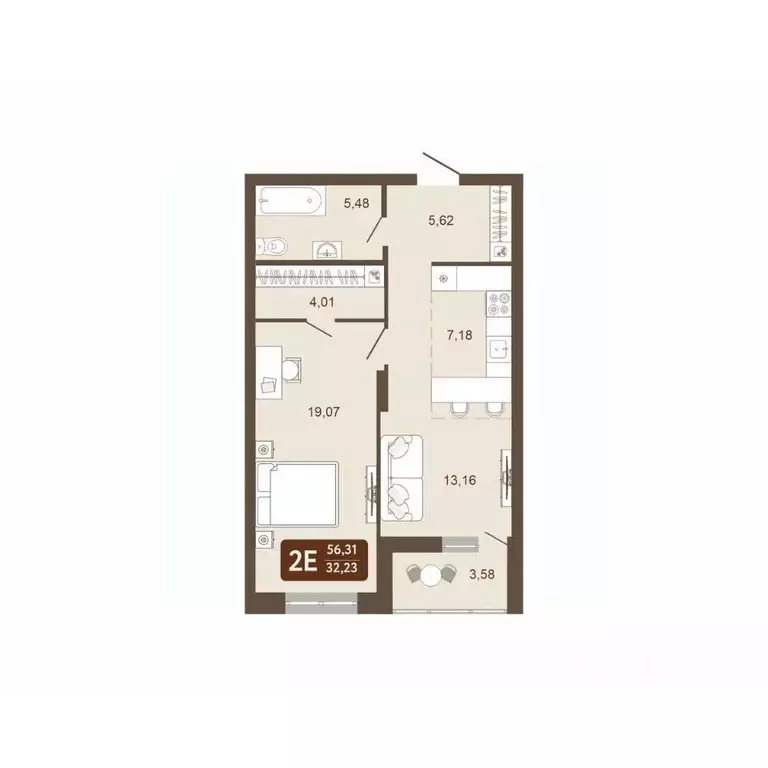 2-к кв. Кемеровская область, Кемерово 58В мкр, 1 (56.31 м) - Фото 1